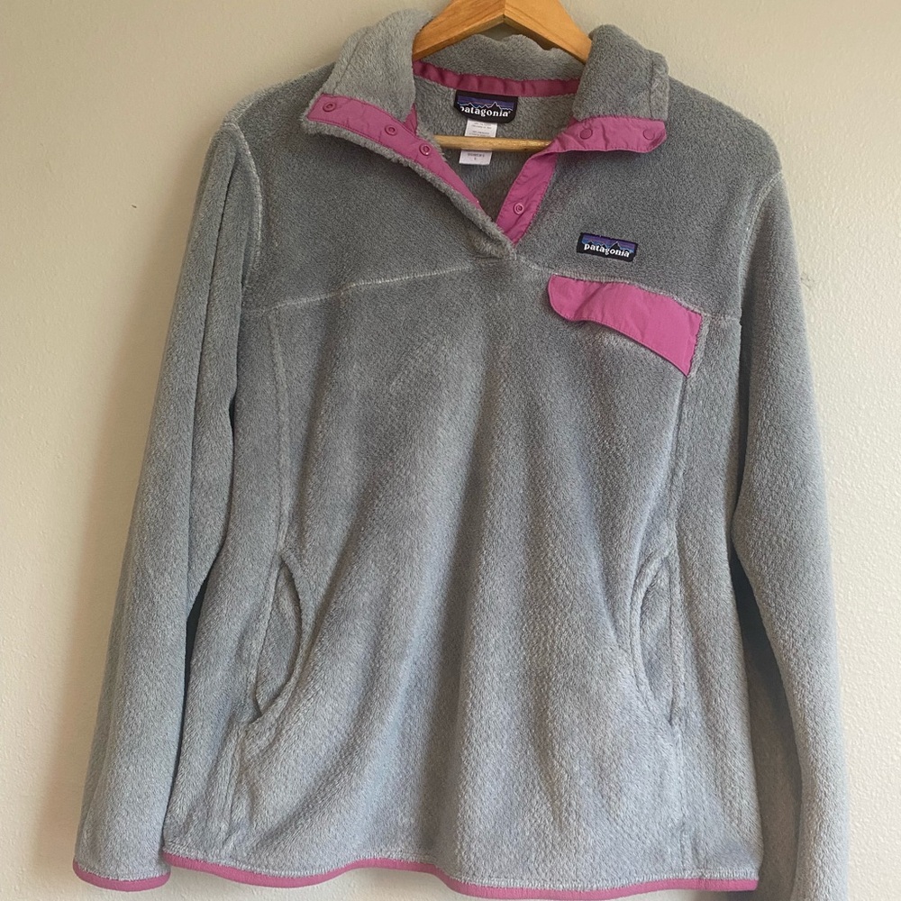 Patagonia Re-Tool Snap Gray and Pink Fleece